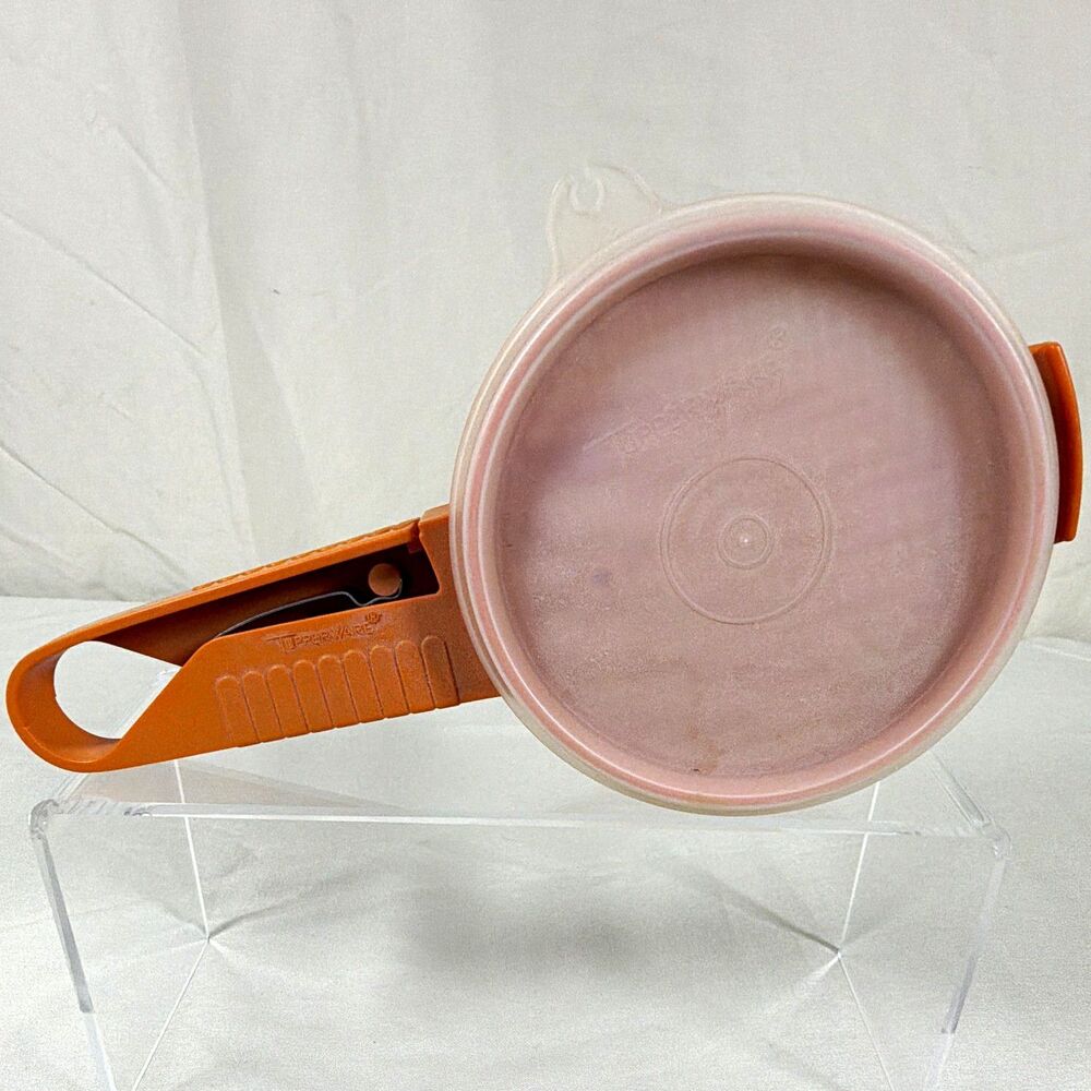 Vintage Tupperware Flour Sifter Measuring Cup Orange Lid Made in USA